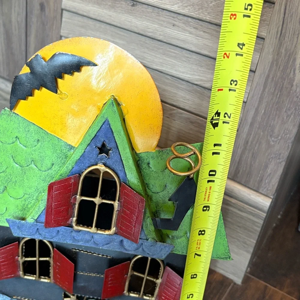 💎RARE💎Vintage Pottery Barn Large Size Metal Haunted House Candleholder Planter